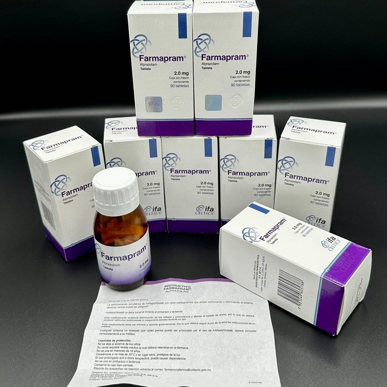 FARMAPRAM 2mg Alprazolam Authentic 90ct bottle / Box & Papers FARMAPRAM 2mg Alprazolam Authentic 90ct bottle / Box & Papers